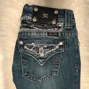 Miss Me jeans with black and silver sequence